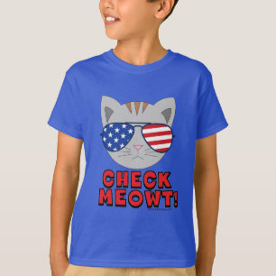 Camiseta ¡COMPRUEBA MEOWT! Gato con gafas de sol americanas