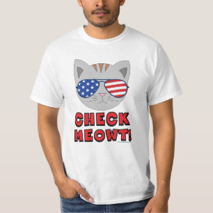 Camiseta ¡COMPRUEBE A MEOWT! Un divertido bollo de gafas d