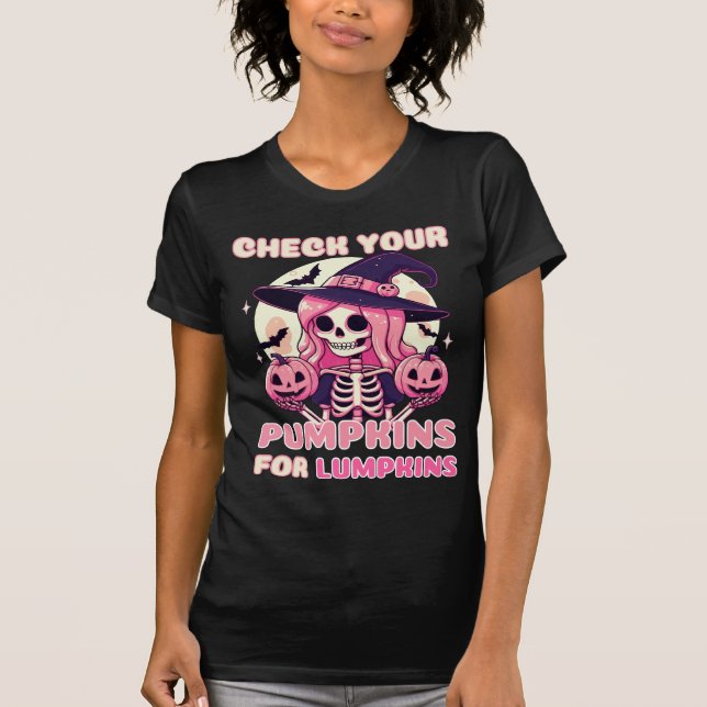 CAMISETA COMPRUEBE LA EXISTENCIA DE LUMPKINS EN SUS PUMPKIN (Anverso)