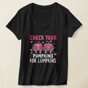 Camiseta Compruebe su calabazas por Lumpkins cáncer de mama