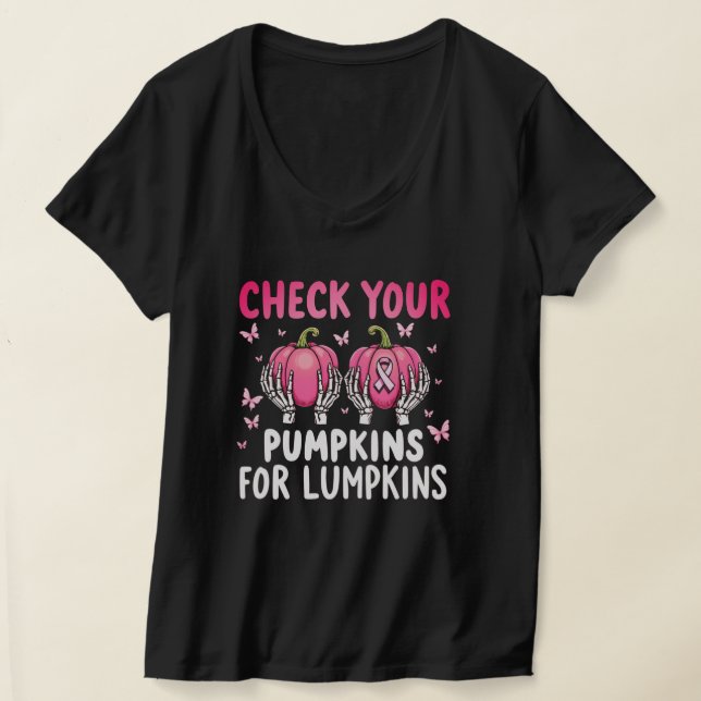 Camiseta Compruebe su calabazas por Lumpkins cáncer de mama (Distribución )