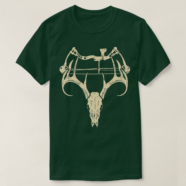 Camiseta Compuesto de cráneo de ciervos Bow Retro Caza Arqu (Diseño del anverso)