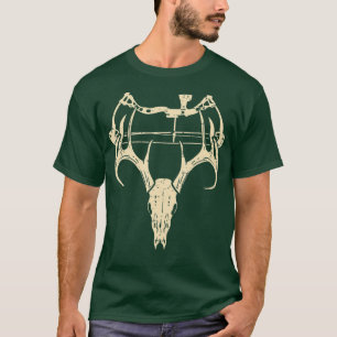 Camiseta Compuesto de cráneo de ciervos Bow Retro Caza Arqu