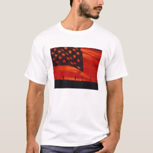 Camiseta Compuesto de Digitaces de la bandera americana
