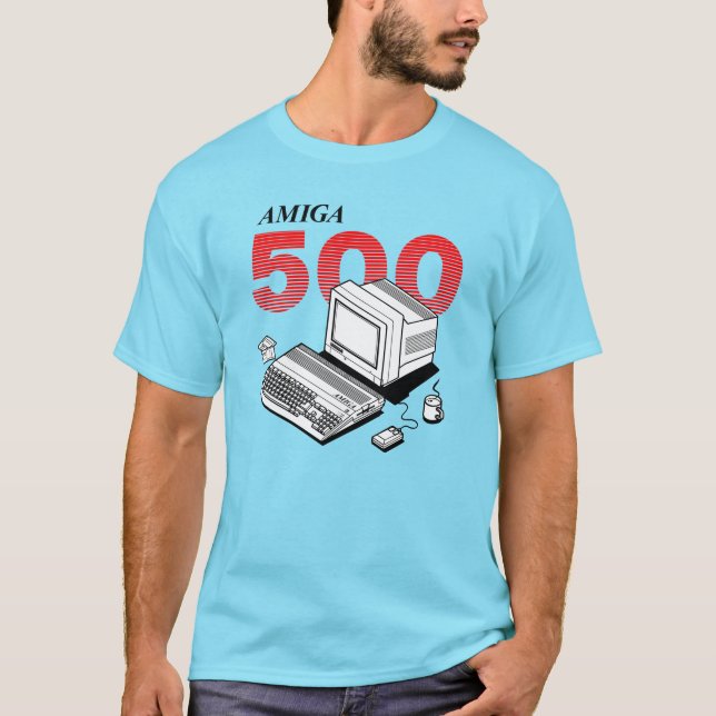Camiseta Computadora Amiga 500 - versión roja (Anverso)