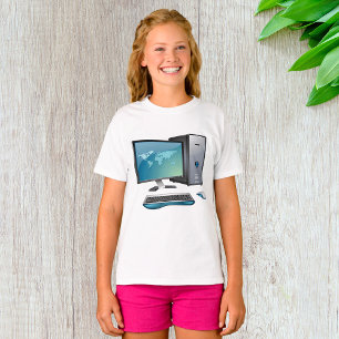 Camiseta Computadora de escritorio con monitor, teclado y r