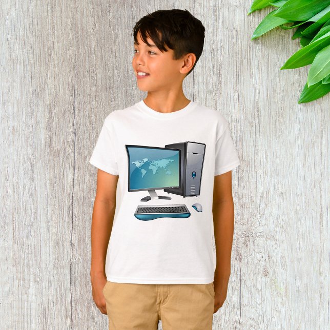 Camiseta Computadora de escritorio con monitor, teclado y r (Subido por el creador)
