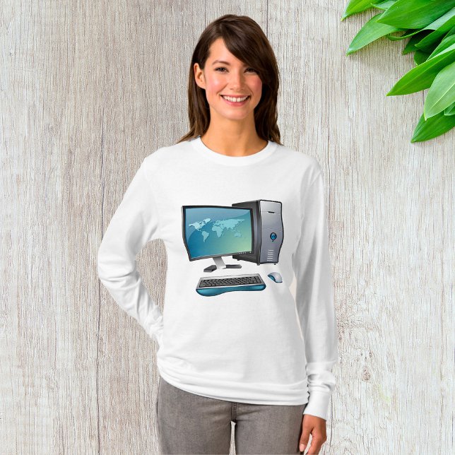 Camiseta Computadora de escritorio con monitor, teclado y r (Subido por el creador)