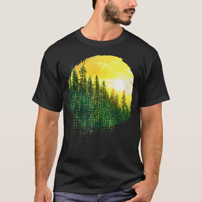Camiseta Computadora de números binarios del bosque de mont (Anverso)