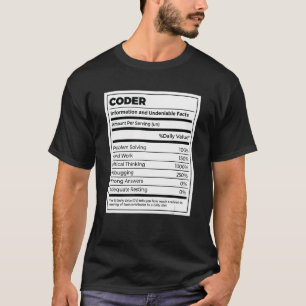 Camiseta Computadora programadora Coder Nutrition Facts