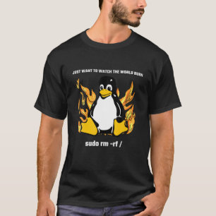 Camiseta Computadora - Sudo Rm -Rf / Tux Linux Penguin - Pr