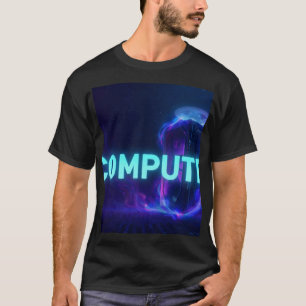 Camiseta COMPUTE - Servidor Cyberpunk Neon Azul Futurista T