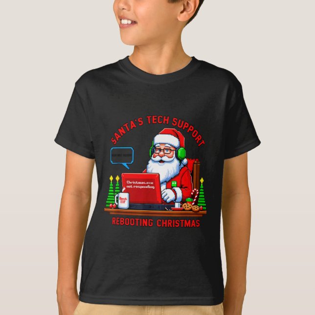 Camiseta Computer Meme Funny Santa's Tech Suprt Rebooting C (Anverso)
