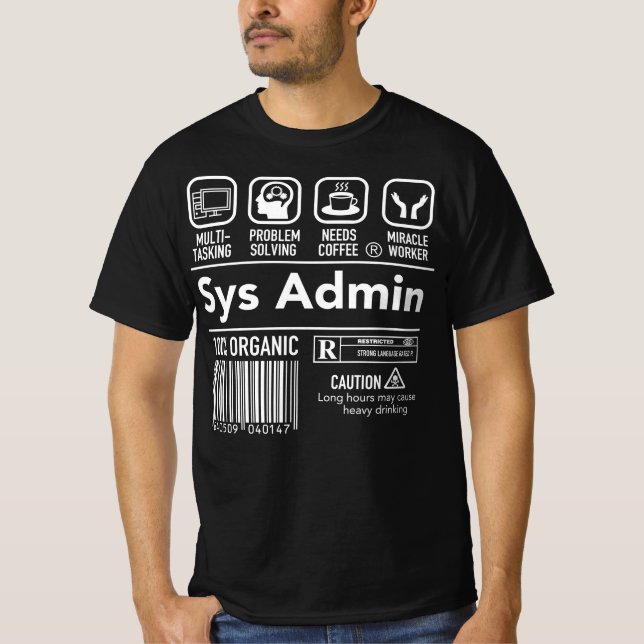 Camiseta Computer System Administrator Unix Linux Sys Admin (Anverso)