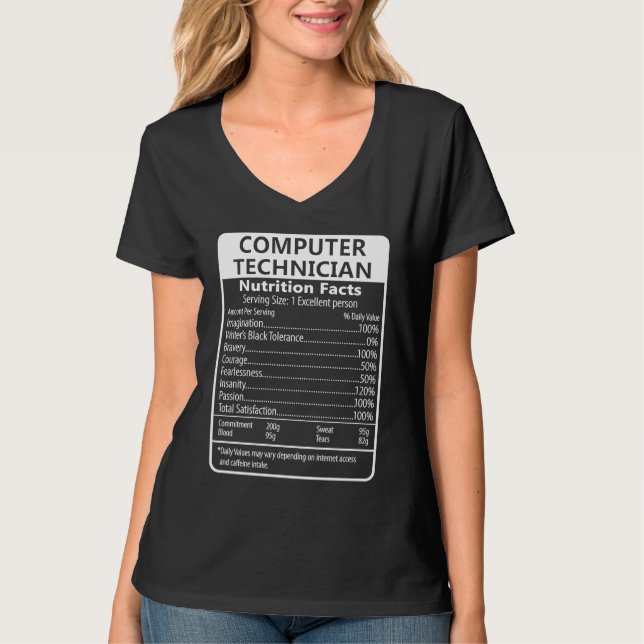 Camiseta Computer Technician Nutrition Facts Sarcastic (Anverso)