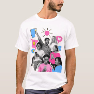 Camiseta Comunicación en medios sociales y gente feliz