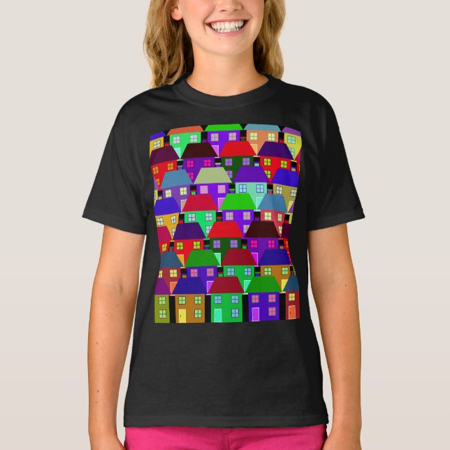Camiseta Comunidad Hogar Colorido Casas (Anverso)