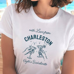 Camiseta Con amor de la Personalizado Bachelorette<br><div class="desc">¡Clink,  sip,  celebra! Nuestro equipo de personalizado ‘With Love From’ con gráficos martini es un placer divertido y elegante para las aventuras de soltera de su equipo de novias</div>