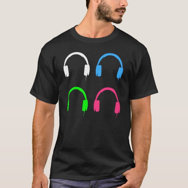 Camiseta con auriculares de arte pop estilo DJ de  (Anverso)
