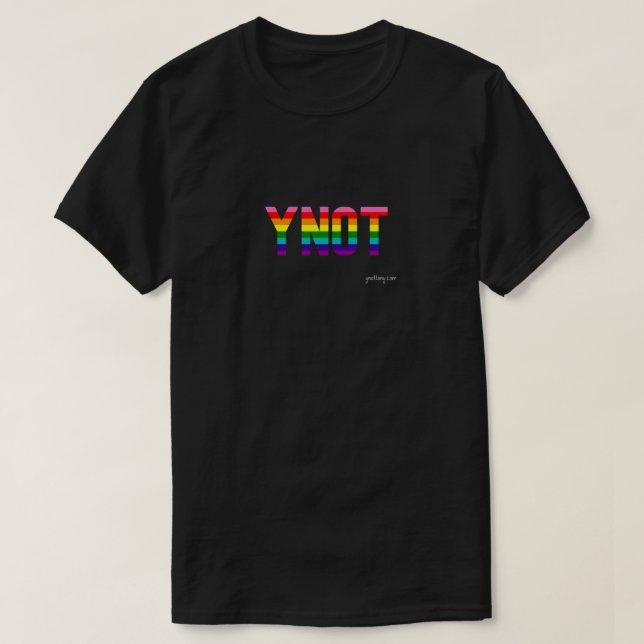 Camiseta con bandera arco iris del orgullo YNOT (Diseño del anverso)