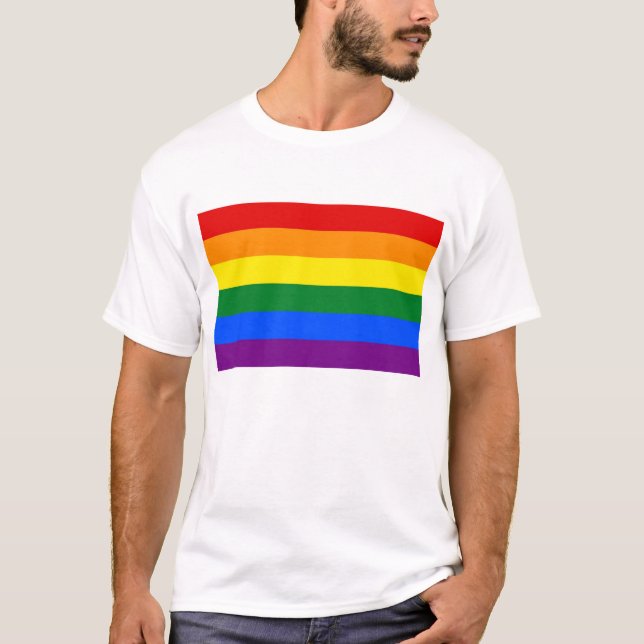 Camiseta con bandera arco iris LGBT (Anverso)