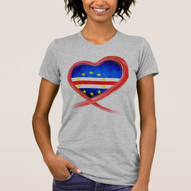 Camiseta con bandera azul de Cabo Verde (Anverso)