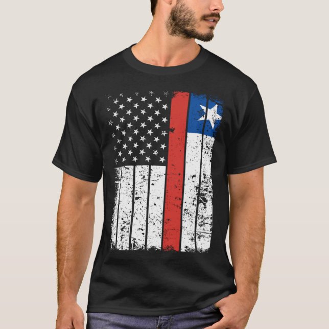 Camiseta con bandera chilena-norteamericana - Orgu (Anverso)