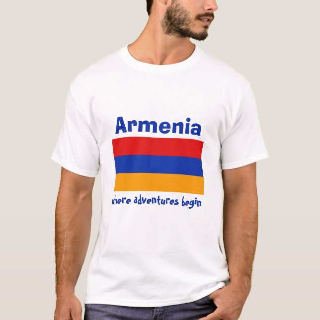 Camiseta con bandera de Armenia + mapa + texto (Anverso)