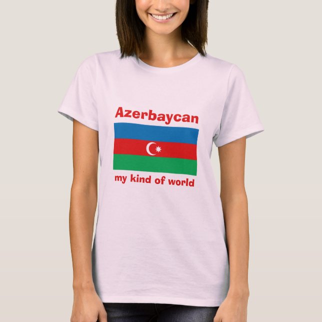 Camiseta con bandera de Azerbaiyán + mapa + texto (Anverso)