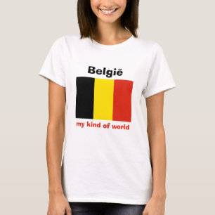Camiseta con bandera de Bélgica + mapa + texto