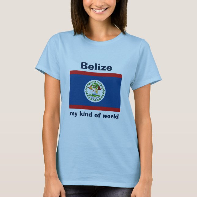Camiseta con bandera de Belice + mapa + texto (Anverso)