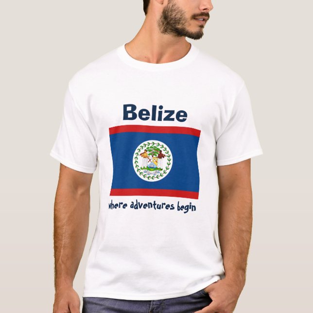 Camiseta con bandera de Belice + mapa + texto (Anverso)