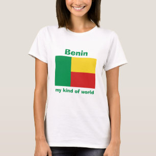 Camiseta con bandera de Benín + mapa + texto