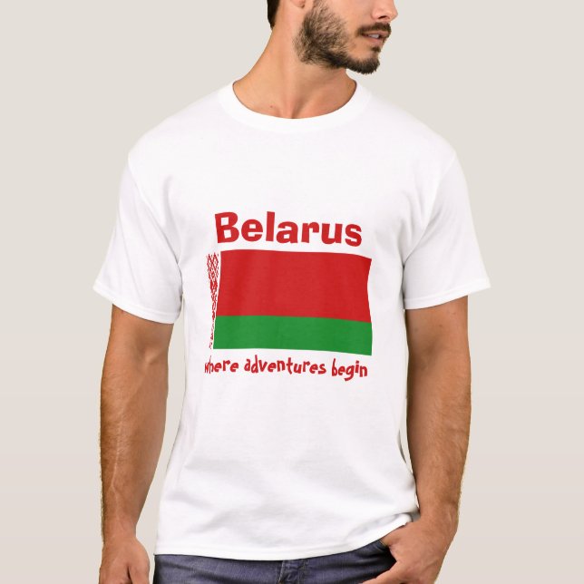 Camiseta con bandera de Bielorrusia + mapa + texto (Anverso)