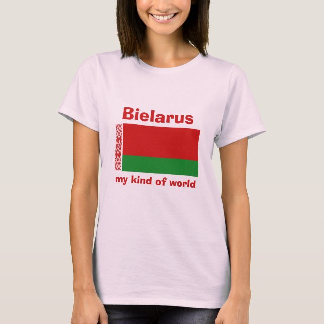 Camiseta con bandera de Bielorrusia + mapa + texto (Anverso)