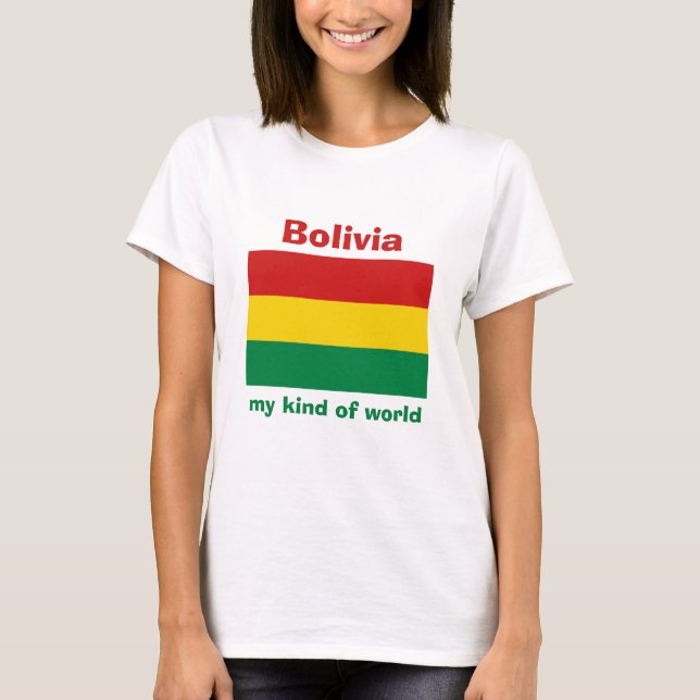 Camiseta con bandera de Bolivia + mapa + texto (Anverso)