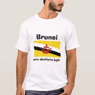 Camiseta con bandera de Brunéi + mapa + texto