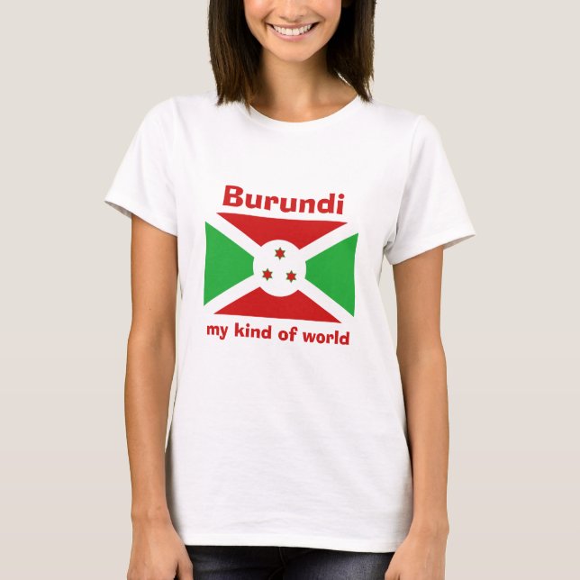Camiseta con bandera de Burundi + mapa + texto (Anverso)