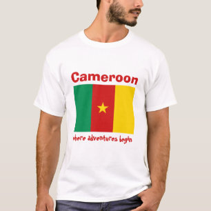 Camiseta con bandera de Camerún + mapa + texto