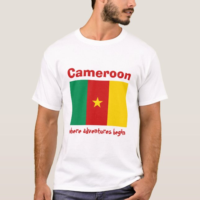 Camiseta con bandera de Camerún + mapa + texto (Anverso)