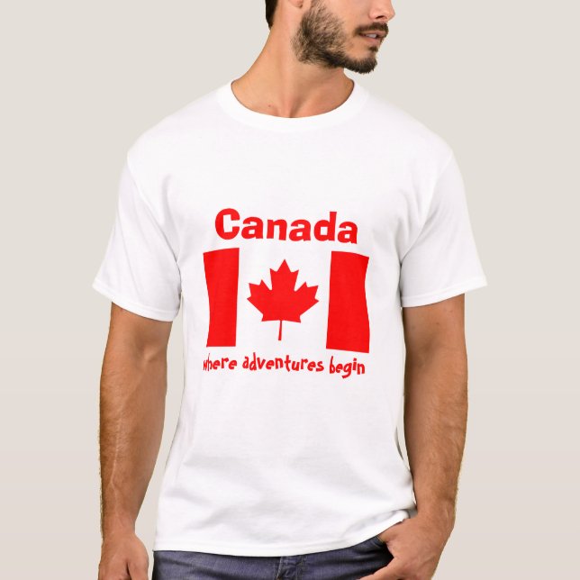Camiseta con bandera de Canadá + mapa + texto (Anverso)