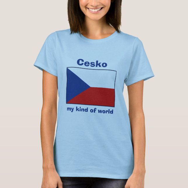 Camiseta con bandera de Chequia + mapa + texto (Anverso)