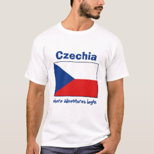 Camiseta con bandera de Chequia + mapa + texto