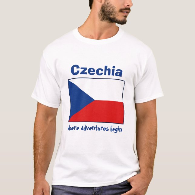 Camiseta con bandera de Chequia + mapa + texto (Anverso)