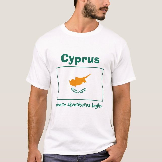 Camiseta con bandera de Chipre + mapa + texto (Anverso)