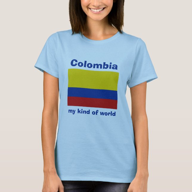 Camiseta con bandera de Colombia + mapa + texto (Anverso)