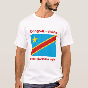 Camiseta con bandera de Congo-Kinshasa, mapa y tex