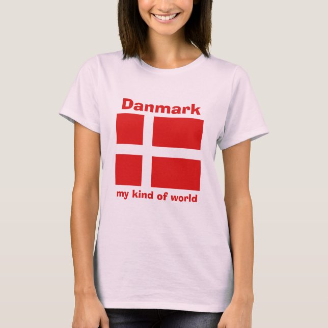 Camiseta con bandera de Dinamarca + mapa + texto (Anverso)