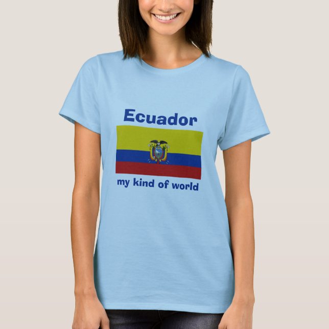 Camiseta con bandera de Ecuador + mapa + texto (Anverso)