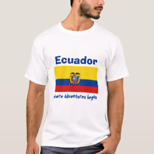 Camiseta con bandera de Ecuador + mapa + texto